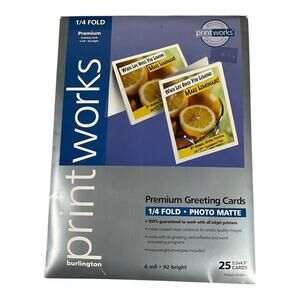 Burlington Printworks Premium Greeting Cards 25 Cards 1/4 Fold Photo Matte